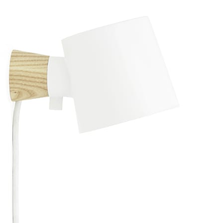 Rise Wall light with plug metal white natural wood Rotating / Wood & metal - Normann Copenhagen