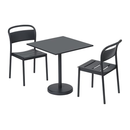 Stapelbarer Stuhl Linear metall schwarz / Stahl - Muuto