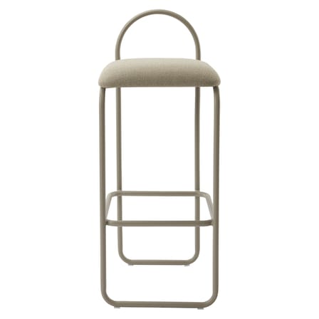 Tabouret de bar rembourré Angui Large tissu beige / H 75 cm - Tissu polyester recyclé - AYTM