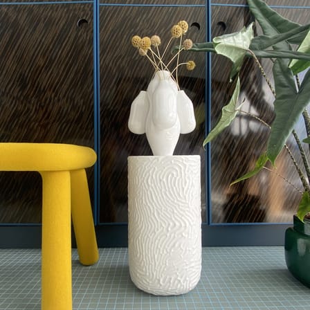 Vase Allpa Mini céramique blanc / Ø 25 x H 28 cm - Fait main / Jean-Baptiste Fastrez, 2020 - Moustache