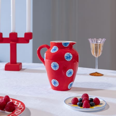 Carafe Festivo céramique rouge / 1,5 Litres - Peint à la main - & klevering