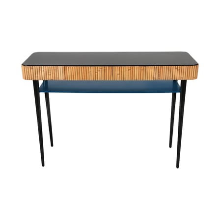 Console Riviera bleu noir bois naturel / Rotin - Tiroir - Maison Sarah Lavoine