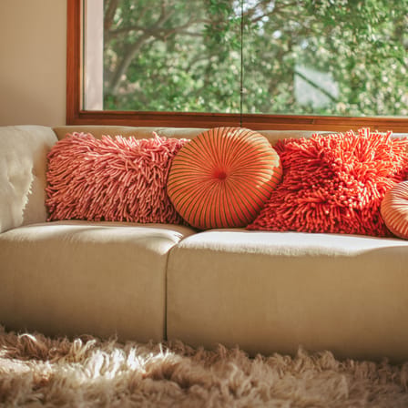 Cuscino Round ripple tessuto arancione / Ø 50 cm - HK LIVING