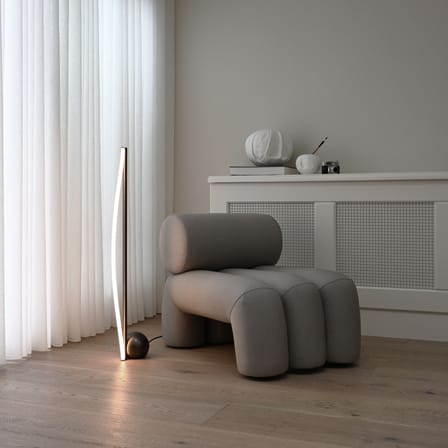 Fauteuil rembourré Foku tissu beige - 101 COPENHAGEN