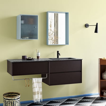 Armoire murale salle de bains Ripple bois jaune / L 35,4 x P 20 x H 46,8 cm - Verre ondulé - MONTANA