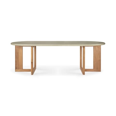 Table ovale Trestle pierre gris / 240 x 110 cm - Béton & teck recyclé - Ethnicraft