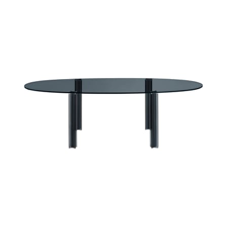 Table ovale X-T verre gris / 240 x 110 cm - Fait main en Italie - Glas Italia