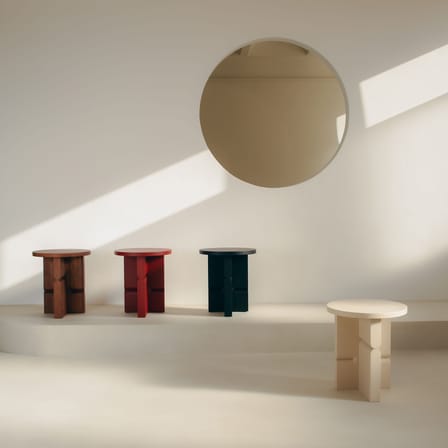 Table d'appoint Coloured Wood Noon bois marron / Ø 38 x H 42,5 cm - NOBODINOZ