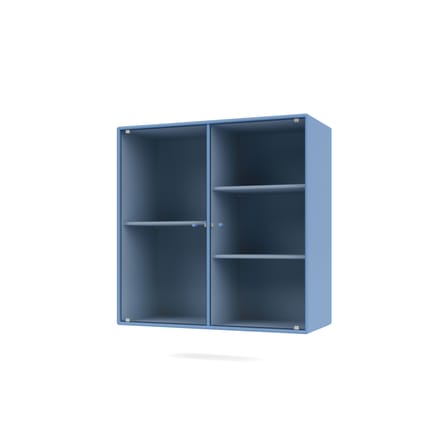 Rangement mural Ripple II bois bleu / Vitrine - L 69.6 x P 30 x H 69,6 cm / Verre ondulé - MONTANA