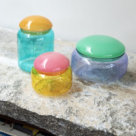 Puffy Box glass multicoloured / Ø 18 x H 12.5 cm - & klevering