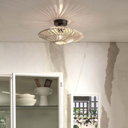 Zanzibar Ceiling light cane & fibres wood white / Rattan / Ø 40 cm - GOOD&MOJO
