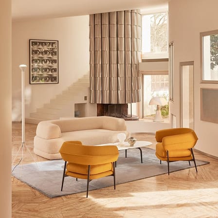 Fauteuil rembourré Nena Lounge tissu jaune - Zanotta