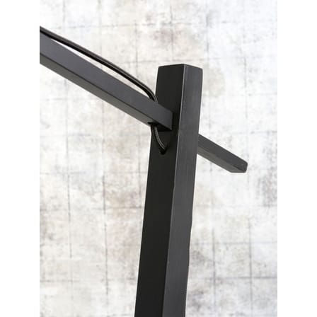 Lampadaire Andes tissu bois noir / Lin & bambou - H 176 cm - GOOD&MOJO
