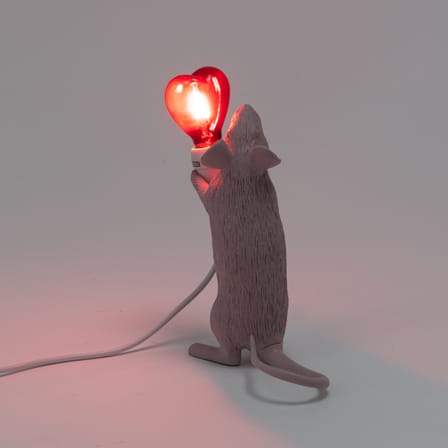 Lampe de table Mouse Sitting #2 plastique rose / Edition limitée St Valentin - Seletti