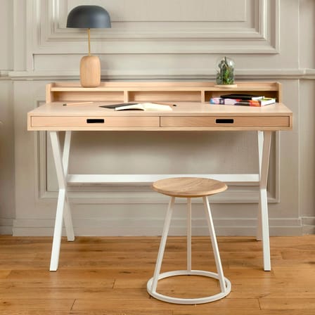 Sgabello Gustave metallo legno bianco - Hartô