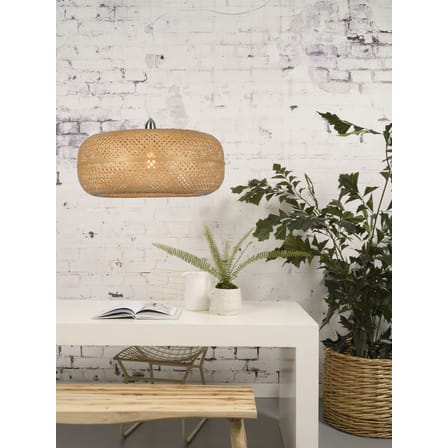 Suspension Palawan fibre végétale beige bois naturel / Bambou - Ø 60 cm - GOOD&MOJO