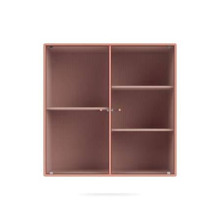 Rangement mural Ripple II bois rose / Vitrine - L 69.6 x P 30 x H 69,6 cm / Verre ondulé - MONTANA
