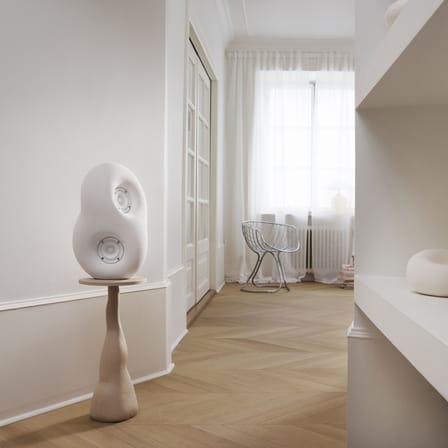Enceinte Acoustic Sculpture matériau composite blanc / Sculpté main - Bluetooth 5.0 - Transparent Speaker