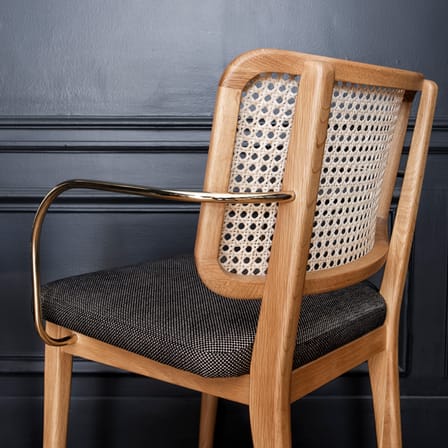 Fauteuil bridge Cannage  / Accoudoirs laiton - RED Edition