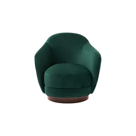 Fauteuil pivotant Bozzolo tissu vert / Moyen modèle - L 75 cm / Laine bouclette - Maison Sarah Lavoine