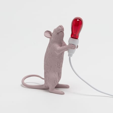 Lampe de table Mouse Sitting #2 plastique rose / Edition limitée St Valentin - Seletti