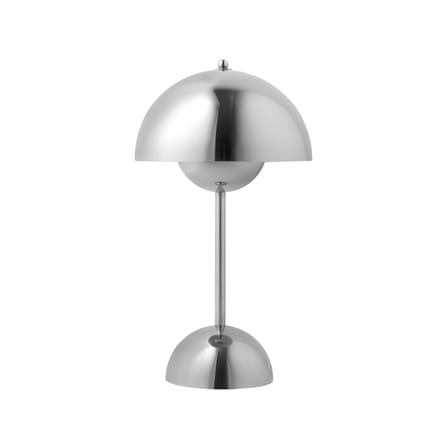 Lampe sans fil rechargeable Flowerpot VP9 plastique argent métal / Ø 16 x H 29 cm - Verner Panton, 1968 - &tradition