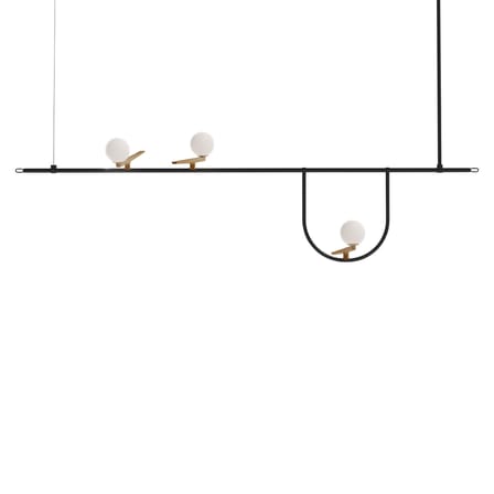 Yanzi SC1 Pendant metal glass black / LED - L 156 x H 61 cm - Artemide
