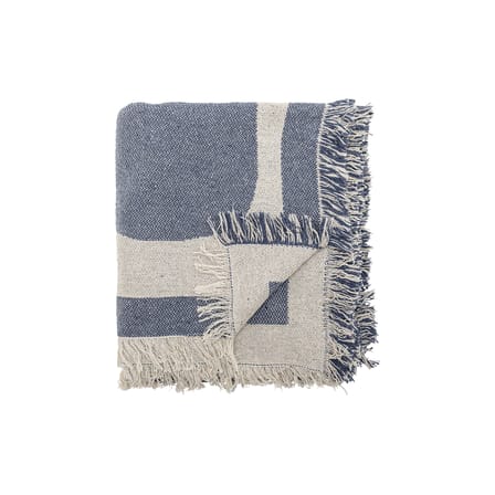 Plaid Ethan tissu bleu / 160 x 130 cm - Coton recyclé - Bloomingville