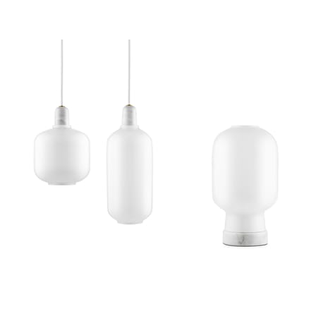 Suspension Amp Large verre marbre blanc / Ø 11 x H 26 cm - marbre - Normann Copenhagen