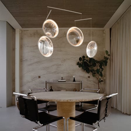 Suspension Focus X4 blanc / LED - L 131 x H 72,3 cm - DCW éditions