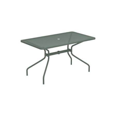 Table rectangulaire Cambi métal vert / 140 x 80 cm - Trou pour parasol - Emu