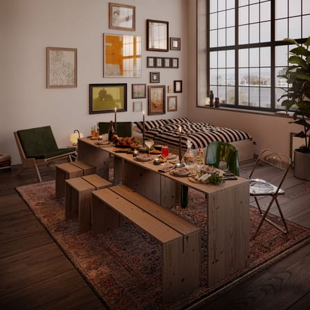 Table rectangulaire Join-In bois naturel / Set 2 tables dissociables - L 124 x larg. 39/79 cm - KARUP