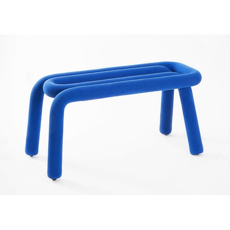Banc rembourré Bold tissu bleu / L 100 cm - Moustache
