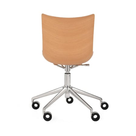 Chaise à roulettes P/Wood bois naturel /  Hauteur réglable - Kartell