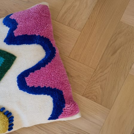 Coussin Fiesta / 45 x 45 cm - Laine recyclée tissée main - COLORTHERAPIS
