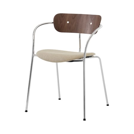 Fauteuil empilable Pavilion AV4 beige bois naturel / assise rembourrée - &tradition