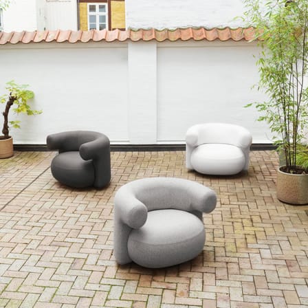 Fauteuil pivotant Burra Outdoor tissu blanc - Normann Copenhagen