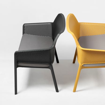 Banc avec dossier Net noir / Empilable - L 116 cm - NARDI