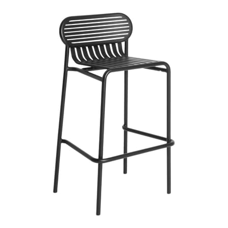 Tabouret de bar Week-End métal noir / Aluminium - H 80 cm - Petite Friture