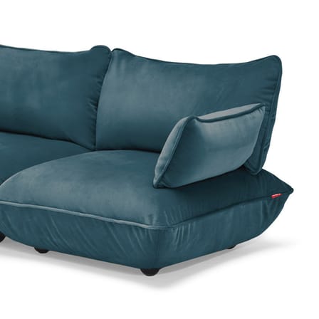 Canapé droit Sumo Medium bleu / 3 places - L 210 cm / Velours recyclé - Fatboy