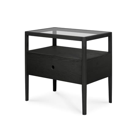 Comodino Spindle legno nero / Rovere massello & vetro - 1 cassetto - Ethnicraft