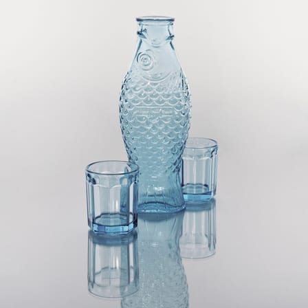 Carafe Fish & Fish verre bleu / Set carafe 85 cl + 2 verres - Serax