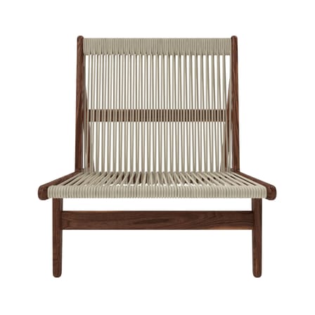 Fauteuil lounge MR01 Initial tissu beige bois naturel / Noyer & corde - Gubi