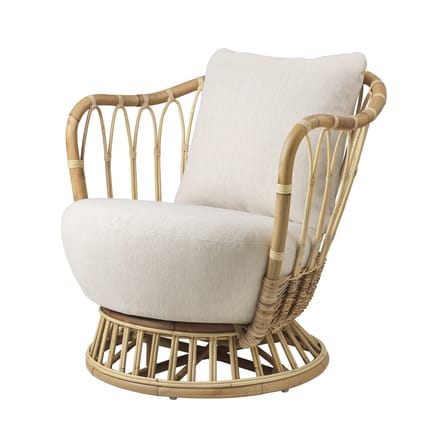 Fauteuil rembourré Grace fibre végétale blanc / Réédition 1936 - Rotin - Gubi
