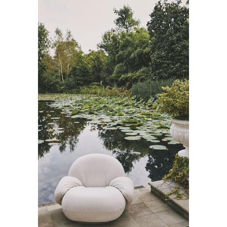 Fauteuil pivotant Pacha OUTDOOR tissu blanc beige / Avec accoudoirs - Pierre Paulin, 1975 - Gubi