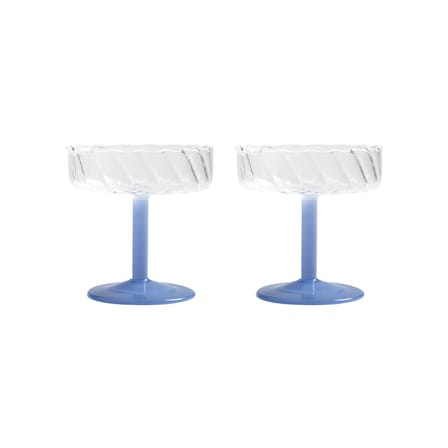 Twirl Champagne cup glass blue / Set of 2 - & klevering