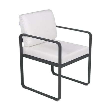 Fauteuil de repas rembourré Bellevie métal tissu blanc / Tissu blanc grisé - Fermob