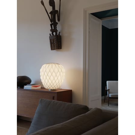 Lampe de table Pinecone verre blanc / Ø 50 x H 52 cm - résille métal - Fontana Arte