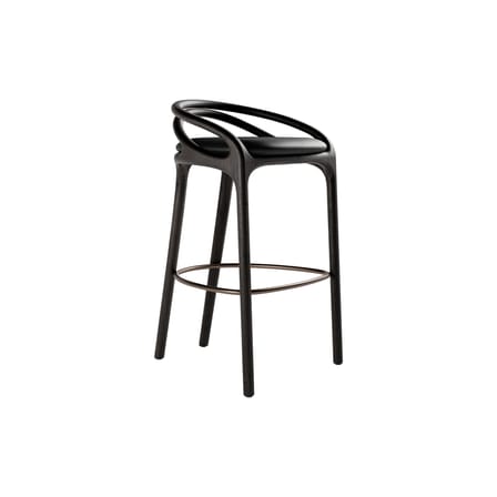 Sgabello alto Aleta INDOOR pelle nero / H 78,5 cm - MORPHO