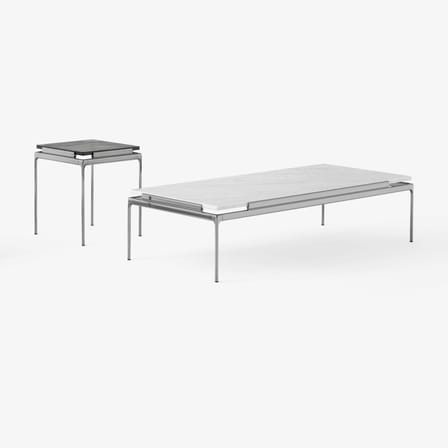 Table basse Sett LN12 marbre blanc / 140 x 60 x H 34 cm - &tradition